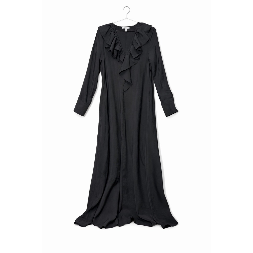 COS Black Ruffle Maxi Dress Womens 4 Long Sleeve Flowy Minimalist